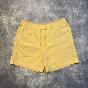 Lululemon Lab Mens Yellow Textured Drawstring Shorts Size L LM7ARRS Unlined